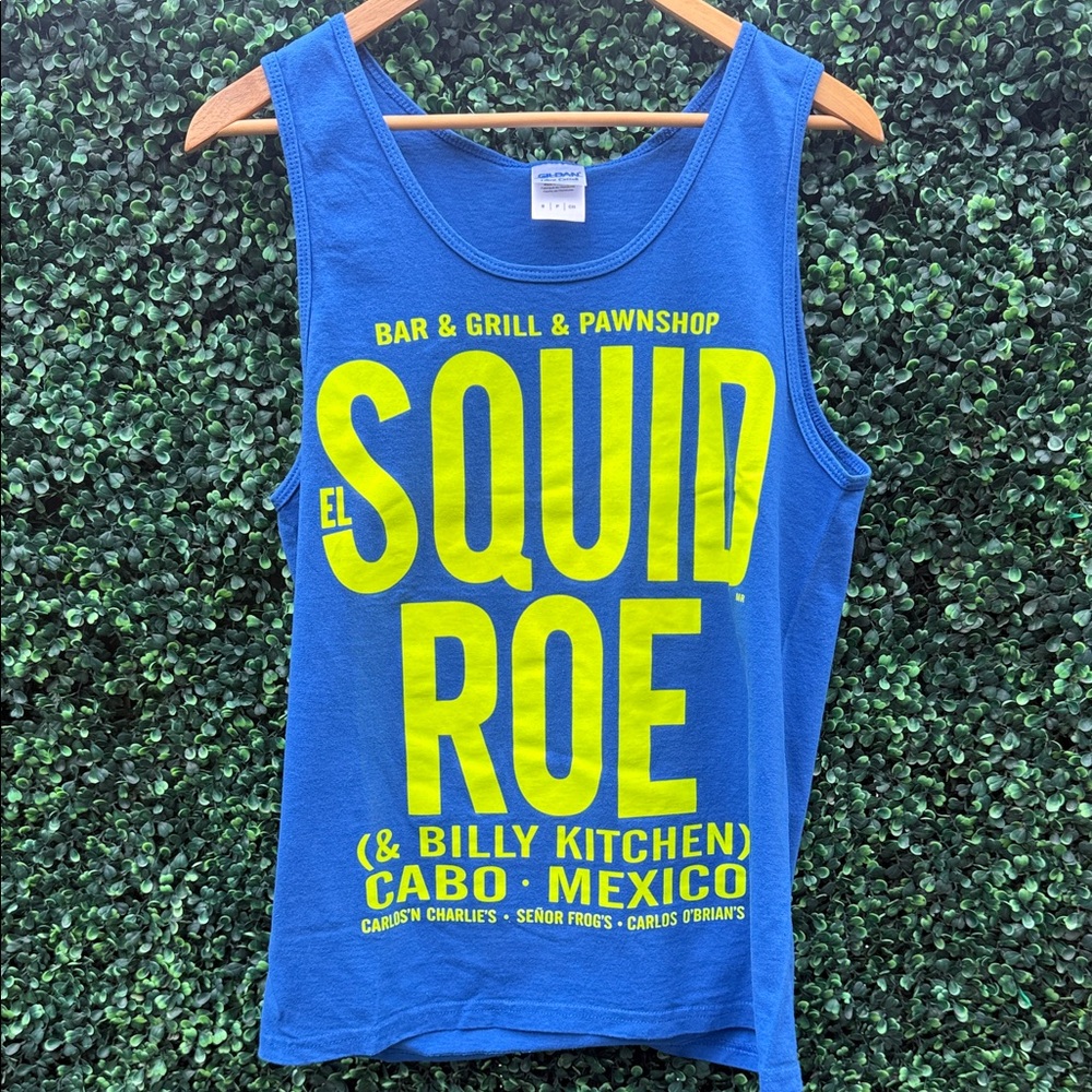 Gildan Blue Tank Top with Yellow Print Unisex